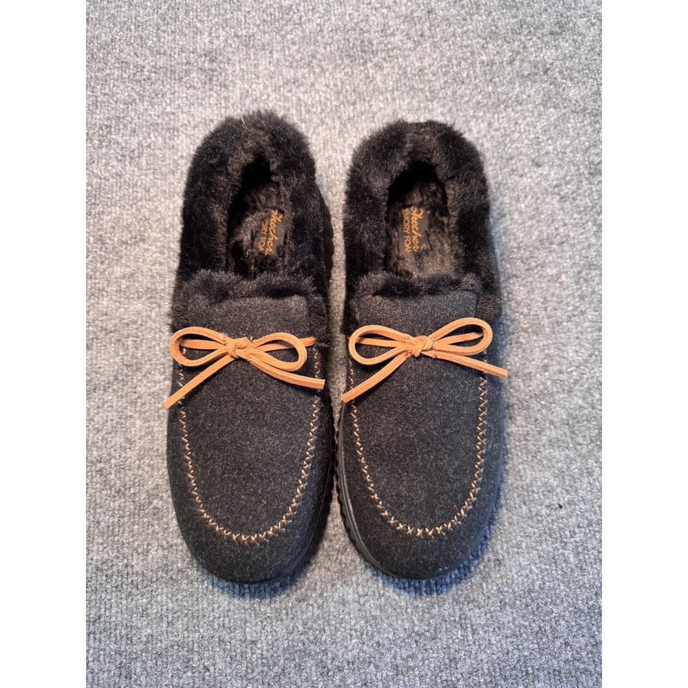 Skechers Moccasin Cozy Lined Slippers  Cozy Ojai Black‎ woman's Size 10W